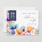 Bright Waterverf bloemenfoto bewaar de datum Save The Date (Voorkant)
