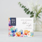 Bright Waterverf bloemenfoto bewaar de datum Save The Date (Staand voorkant)