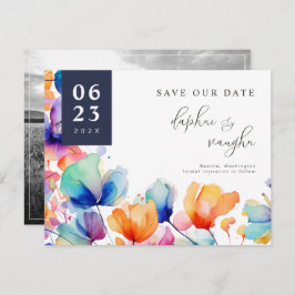 Bright Waterverf bloemenfoto bewaar de datum Save The Date