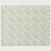 Bright Waterverf Bloemengeel en Blauw Botanisch Cadeaupapier (Vlak)