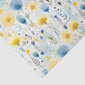 Bright Waterverf Bloemengeel en Blauw Botanisch Tissuepapier (Detail)
