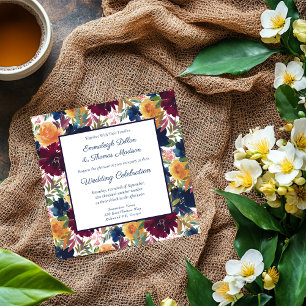 Bright Waterverf bloemenpatroon bruiloft Kaart