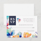Bright Waterverf bruiloft RSVP Response Kaart (Voorkant / Achterkant)