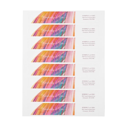 Bright Waterverf Brush Wedding Wrap-Around Label (Vel)