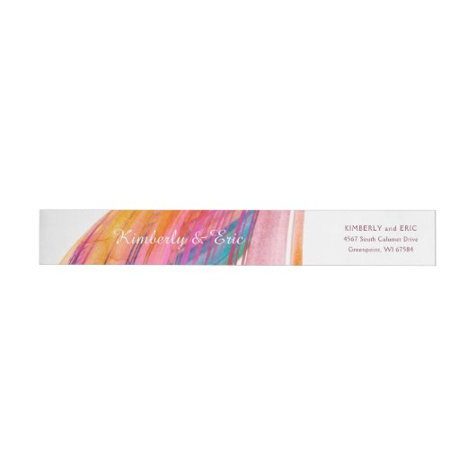 Bright Waterverf Brush Wedding Wrap-Around Label (Individueel)