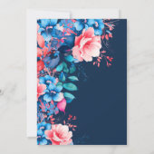 Bright Waterverf Floral 30th Birthday Navy Blue Kaart (Achterkant)