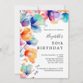 Bright Waterverf Floral 50ste verjaardag Kaart (Voorkant)