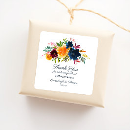 Bright Waterverf Floral Bedankt Favor Vierkante Sticker