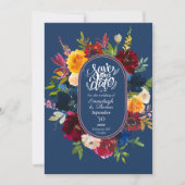 Bright Waterverf Floral Blue Save the Date Kaart (Voorkant)