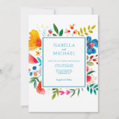 Bright Waterverf Floral bruiloft uitnodiging (Voorkant)