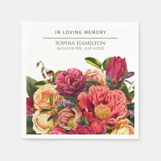 Bright Waterverf Floral Funeral Memorial Servet (Voorkant)