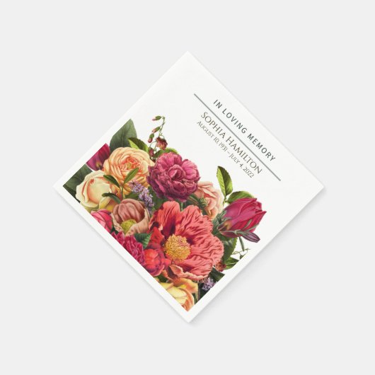 Bright Waterverf Floral Funeral Memorial Servet (Hoek)