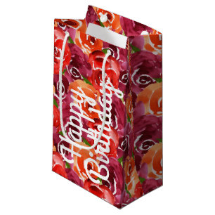 Bright Waterverf Floral Happy Birthday Klein Cadeauzakje