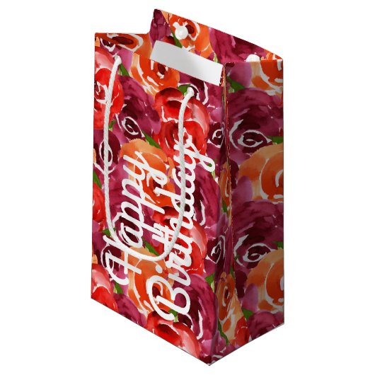 Bright Waterverf Floral Happy Birthday Klein Cadeauzakje (Voorkant Gekanteld)