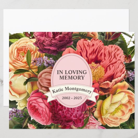 Bright Waterverf Floral Memorial Flyer (Voorkant / Achterkant)