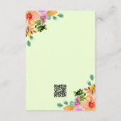 Bright Waterverf Floral QR Code Detail Bruiloft Informatiekaartje (Achterkant)