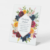 Bright Waterverf Floral Sanitizing Station Reclamebord Met Voetstuk (Voorkant)