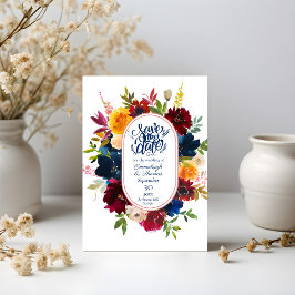 Bright Waterverf Floral Save the Date Kaart