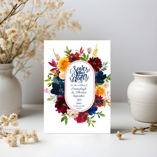 Bright Waterverf Floral Save the Date Kaart