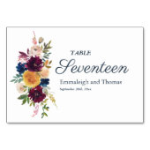 Bright Waterverf Floral Wedding Table Number Kaart (Achterkant)