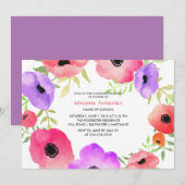 Bright Waterverf Flowers Afstudeerfeest Kaart (Voorkant / Achterkant)