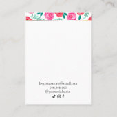 Bright Waterverf Flowers ketting oorbellen B Visitekaartje (Achterkant)