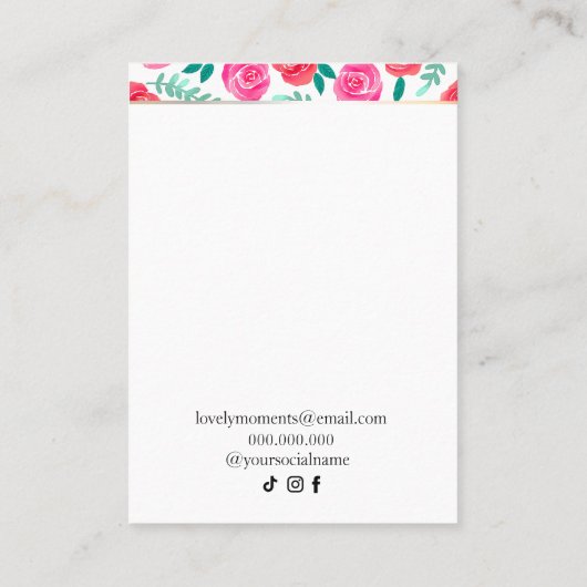 Bright Waterverf Flowers ketting oorbellen B Visitekaartje (Achterkant)