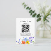Bright Waterverf Flowers QR Code & RSVP Wedding Informatiekaartje (Staand voorkant)