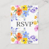 Bright Waterverf Flowers QR Code & RSVP Wedding Informatiekaartje (Achterkant)