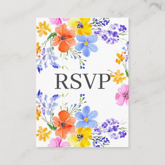 Bright Waterverf Flowers QR Code & RSVP Wedding Informatiekaartje (Achterkant)