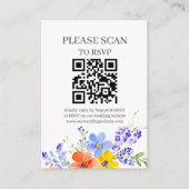 Bright Waterverf Flowers QR Code & RSVP Wedding Informatiekaartje (Voorkant)