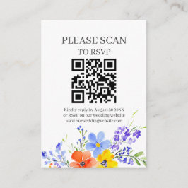 Bright Waterverf Flowers QR Code & RSVP Wedding Informatiekaartje