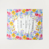 Bright Waterverf Flowers Welkom bruiloft Wandkleed (Voorkant (horizontaal))