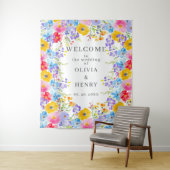Bright Waterverf Flowers Welkom bruiloft Wandkleed (In situ)