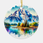 Bright waterverf Grand Teton National Park Wyomin Keramisch Ornament (Voorkant)