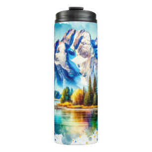Bright waterverf Grand Teton National Park Wyomin Thermosbeker