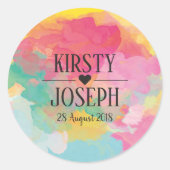 Bright waterverf Monogram Wedding Sticker (Voorkant)