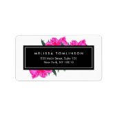 Bright Waterverf roze pioenen bloemboeket Etiket (Voorkant)