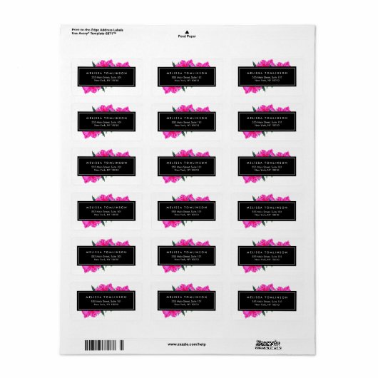 Bright Waterverf roze pioenen bloemboeket Etiket (Full Sheet)