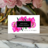 Bright Waterverf roze pioenen bloemboeket Visitekaartje