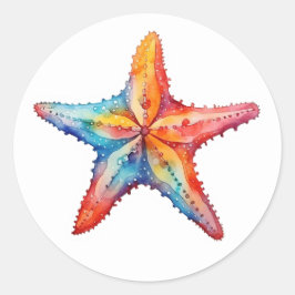 Bright Waterverf Starfish Coastal Beach Ronde Sticker