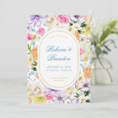 Bright Waterverf Tuin Bloemen Zomer Huwelijk Save The Date (Staand voorkant)