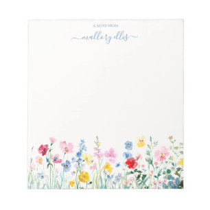 Bright Waterverf Wildflower Meadow gepersonaliseer Notitieblok