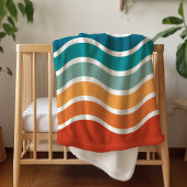 Bright Wavy Stripes Patroon met Monogram Sherpa Deken