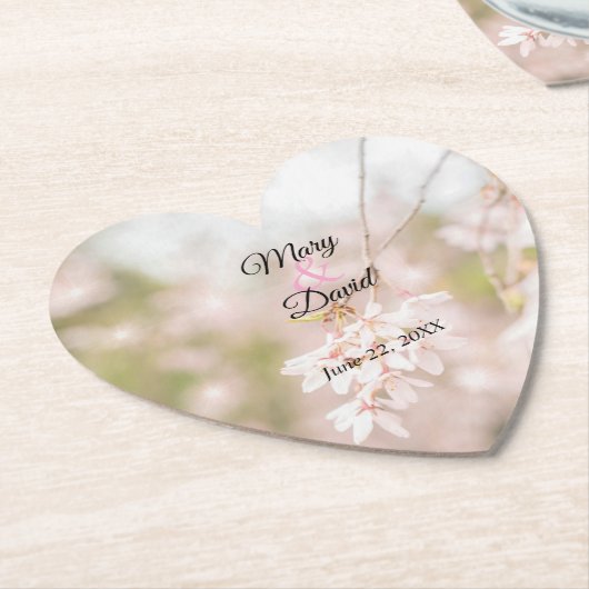 Bright Weping Cherry Wedding Kartonnen Onderzetters (Gekanteld)
