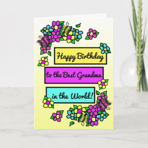 Bright  Whimsical Birthday voor oma Kaart