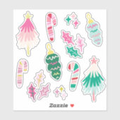 Bright Whimsical Christmas Illusrations Sticker (Vel)