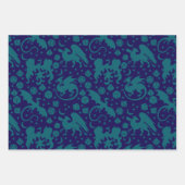 Bright Whimsical Dragon & Dice Paarse blauw groen Inpakpapier Vel (Voorkant)