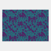 Bright Whimsical Dragon & Dice Paarse & Blauw Inpakpapier Vel (Voorkant 3)