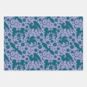 Bright Whimsical Dragon & Dice Paarse & Blauw Inpakpapier Vel (Voorkant)